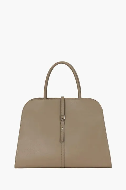 MONOROW Large Blanc Tote Bag in Etoupe Recycled Leather