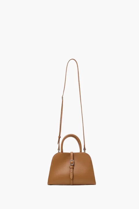 MONOROW Mini Blanc Top Handle Shoulder Bag in Camel Recycled Leather