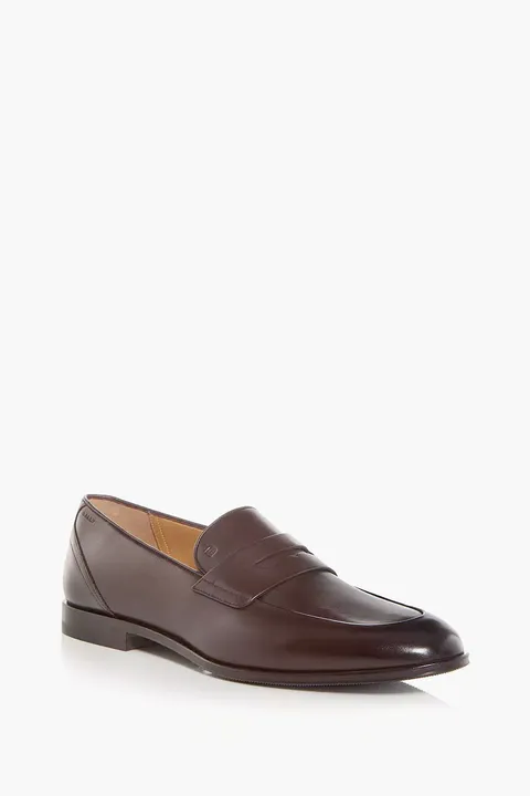BALLY Men Windsor Penny Loafers in Brown Calf Leather