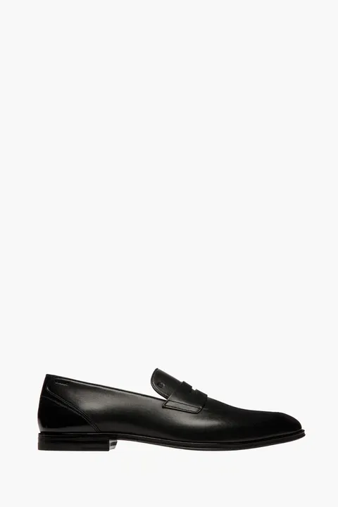 BALLY Men Windsor Penny Loafers in Black Calf Leather