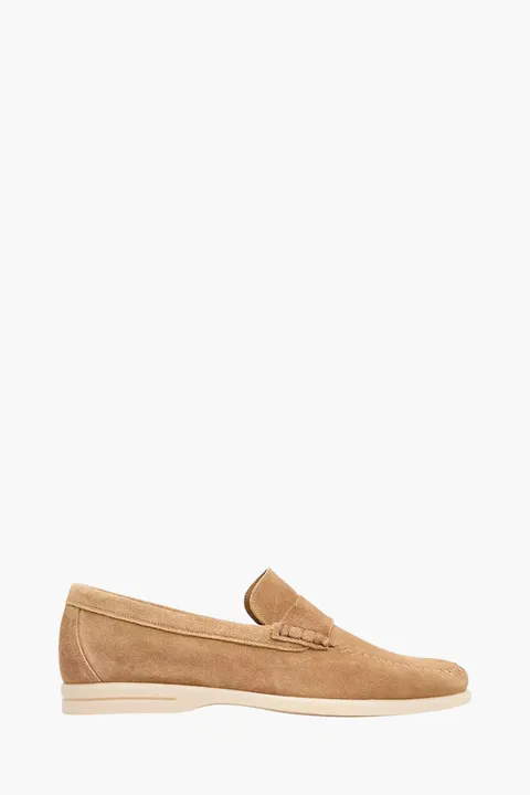 Bally Men Switz Moccasin Loafers in Deep Sepia Calf Suede