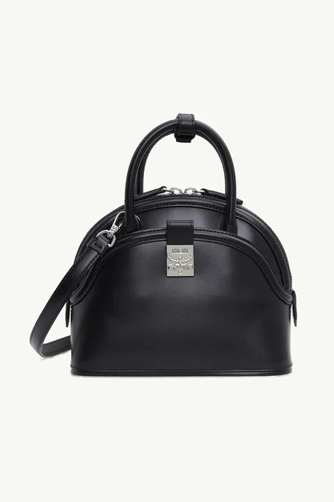 MCM Small Tracy Tote Bag in Black Leather