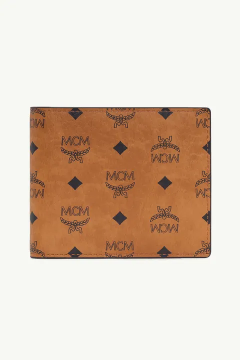 MCM Small Original Bifold Wallet in Cognac Visetos Leather