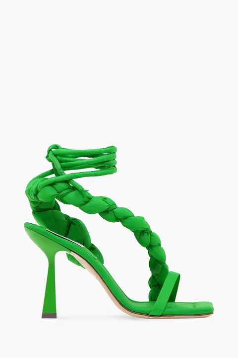 SEBASTIAN MILANO Women Untangled Ankle Strap Sandals 95mm in Green Nylon