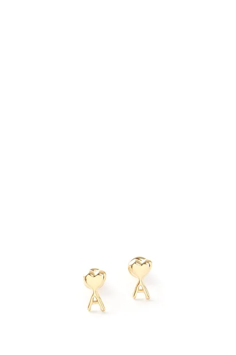 AMI Ami De Coeur Hammered Earrings in Gold Brass