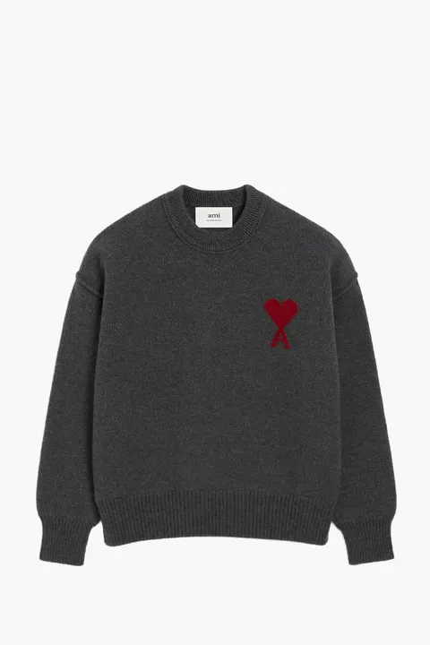 AMI Unisex De Coeur Sweater in Grey Wool